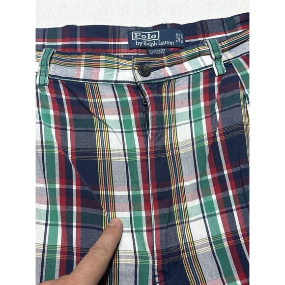 POLO Ralph Lauren Tyler SHORTS Golf Men's Size 36 Plaid Flat Front Chino - Picture 2 of 11